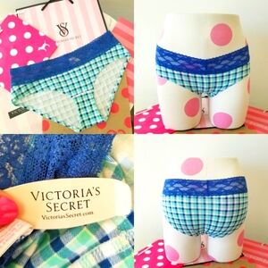 Victoria's Secret Vintage Cotton Lingerie Low Rise Hiphugger Panty Plaid NWT